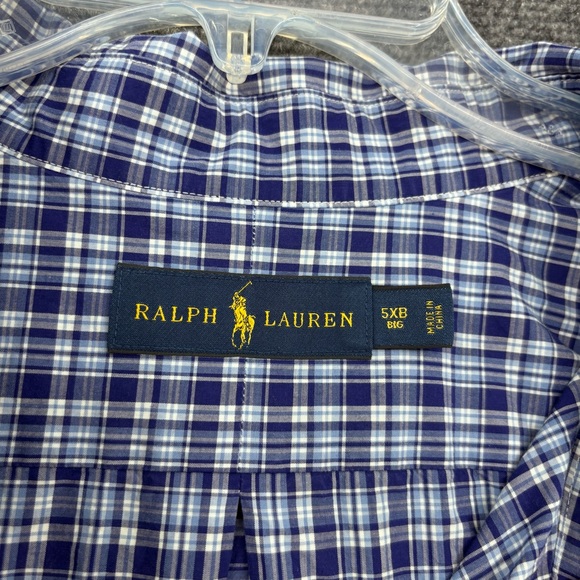 Ralph Lauren Blue White Plaid Long Sleeve Button Up Shirt Men’s 5XB Preppy - Picture 5 of 11